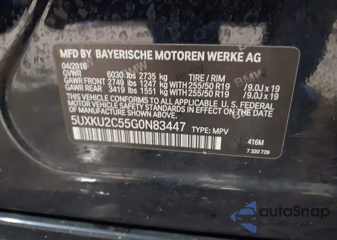 2016 BMW X6 xDrive35I z USA, uszkodzony, nr VIN 5UXKU2C55G0N83447